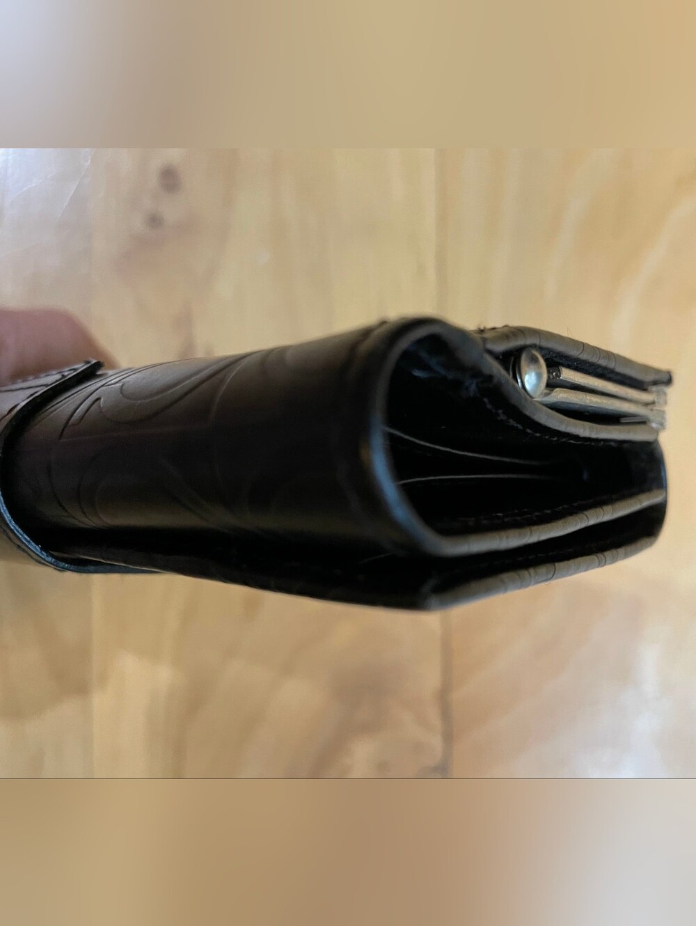 Salvatore Ferragamo Black Gancini Embossed Leather Wallet - Picture 8 of 9